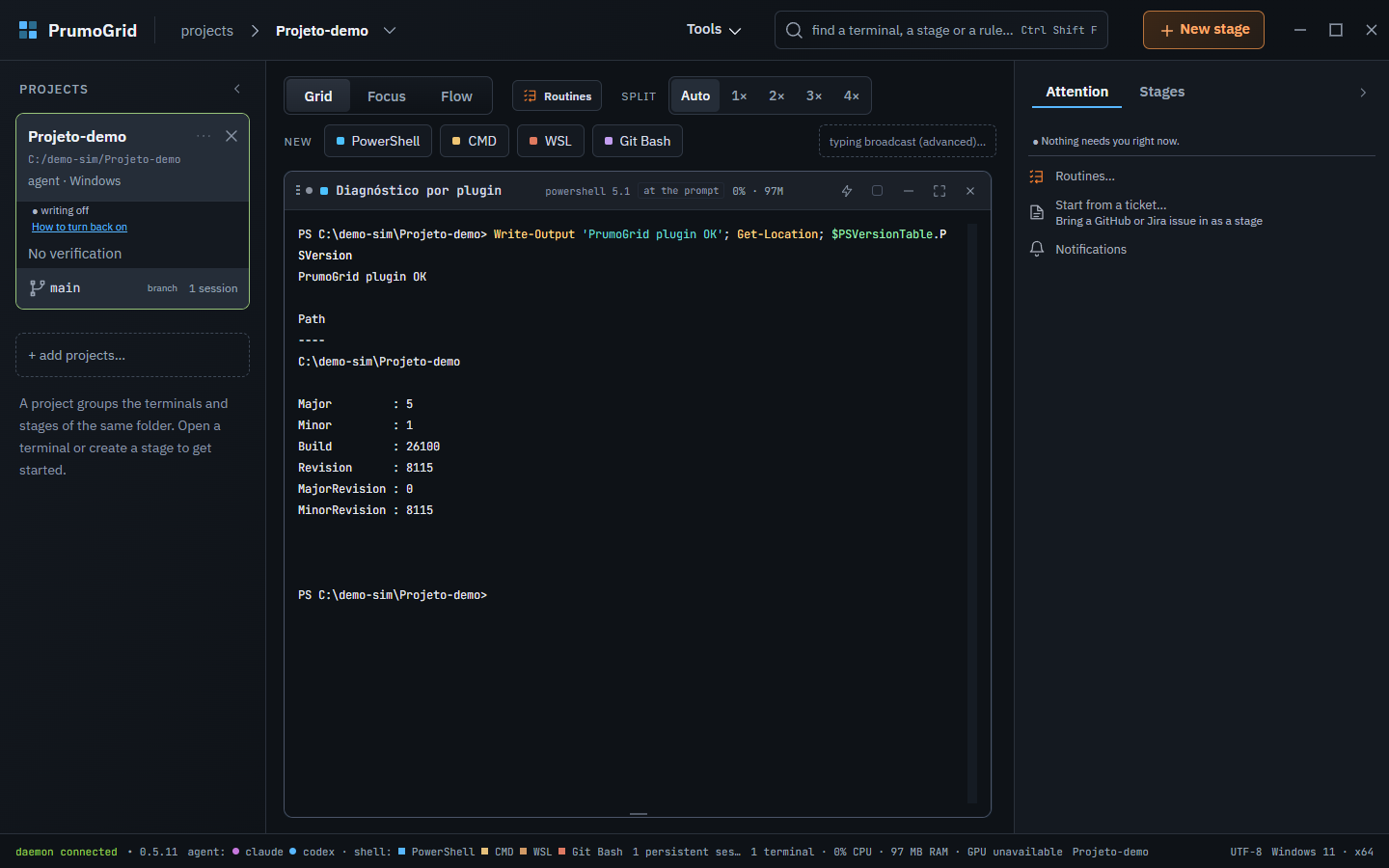 The new PowerShell with diagnostic output.