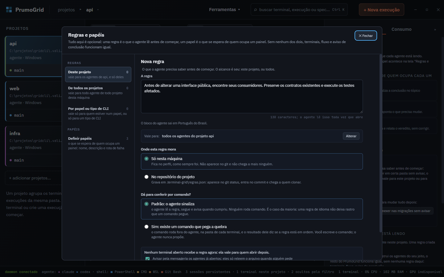 Actual rule editor with instructions about contracts and testing.